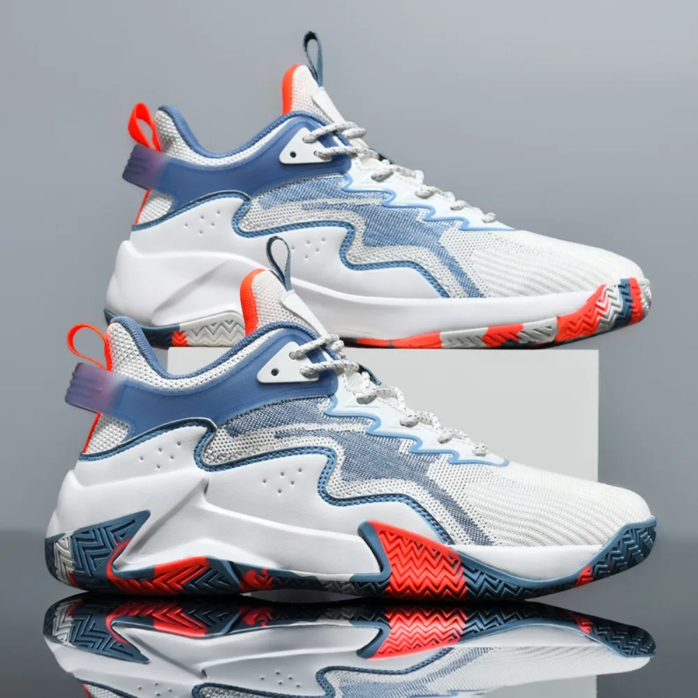 

Новые летние мужские кроссовки из трикотажной сетки для баскетбола с резиновой подошвой, амортизирующие, износостойкие, для реальных спортивных соревнований