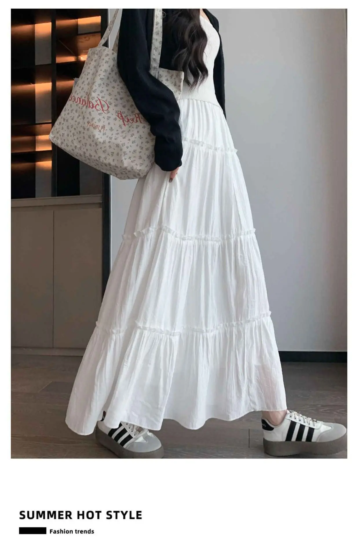 White Half Skirt for Women 2024 New Spring and Autumn High Waist A-line Skirt Small Umbrella Skirt Long Skirt Summer Cake Skirt