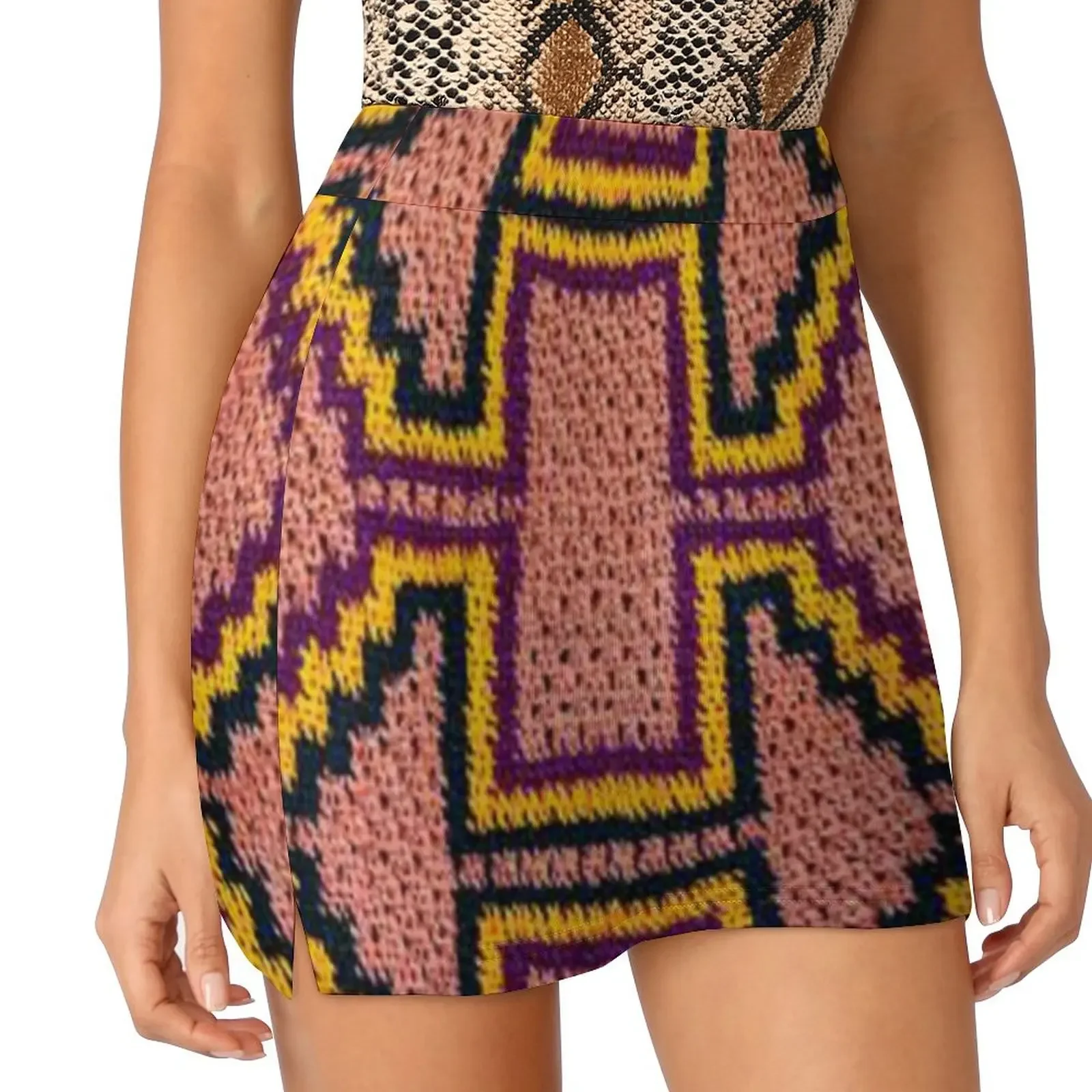 Papua New Guinea Special Traditional Bilum (string bag) Designs and Prints Mini Skirt School skirt Female dress