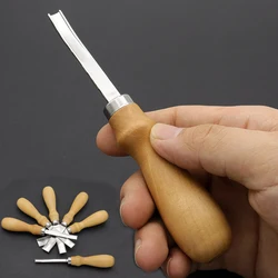 4mm/6mm/8mm/10mm Practical Leather Craft Edge Beveler Skiving Beveling Knife DIY Cutting Hand Craft Tool with Wood Handle