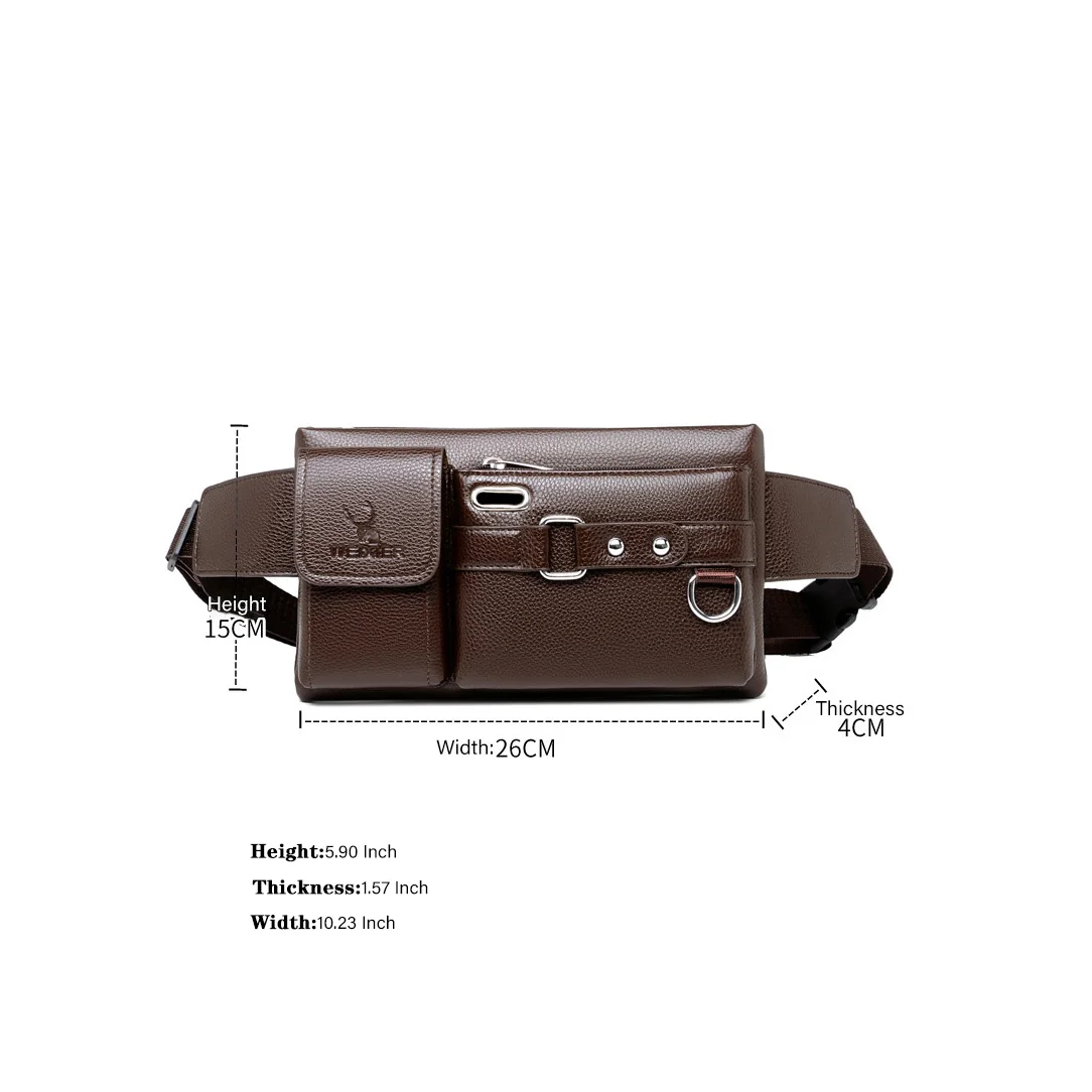 WEIXIER Men New Fashionable Waist Bag Sports Travel Mobile Phone Bags Business PU leather Multi Functional Crossbody Cycling Bag