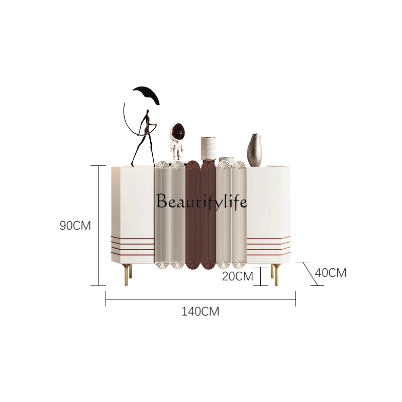 Light luxury style home solid wood door cabinet modern simple American living room design rock slab dining side cabinet