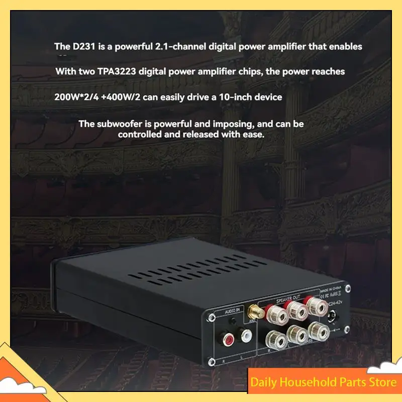

Digital Audio Amplifier D231 Bluetooth Power Amplifier Board High-Power 2.1-Channel Dual TPA3223 Chip 200Wx 2/4Ω+ 400W/2Ω HOT!