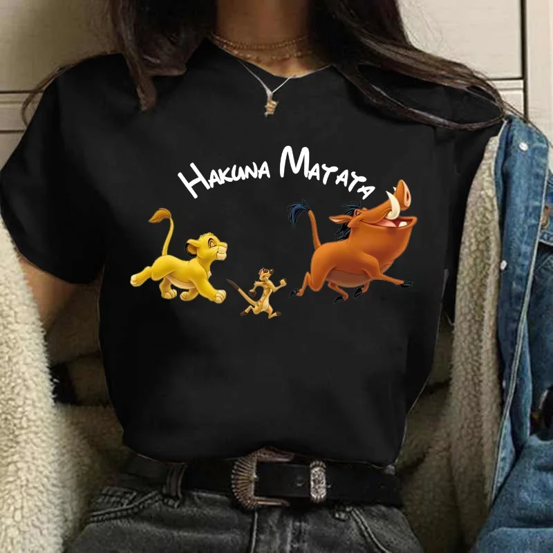 Anime T-shirt The Lion King Hakuna Matata Cartoon Women T Shirt Funny Cute Kawaii Tshirt Graphic Tees Odzież Damska Tops