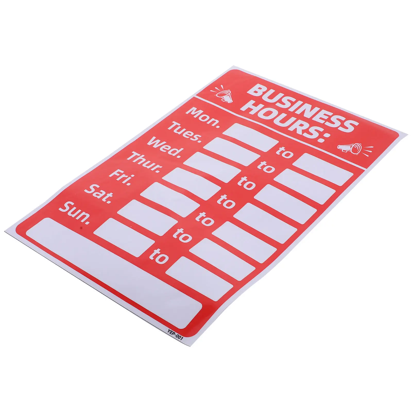 Business Hours Sticker Self-Adhesive Rewritable PVC Opening Sign Sunproof Fade Proof Waterproof Oil Proof for Shop Store Cafe