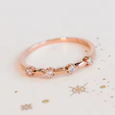 Eternity Ring Sterling Silver With Rose Gold Plate Women'S Diamond Wedding Band Girls Dating Luxury Quality Jewelry Accessories