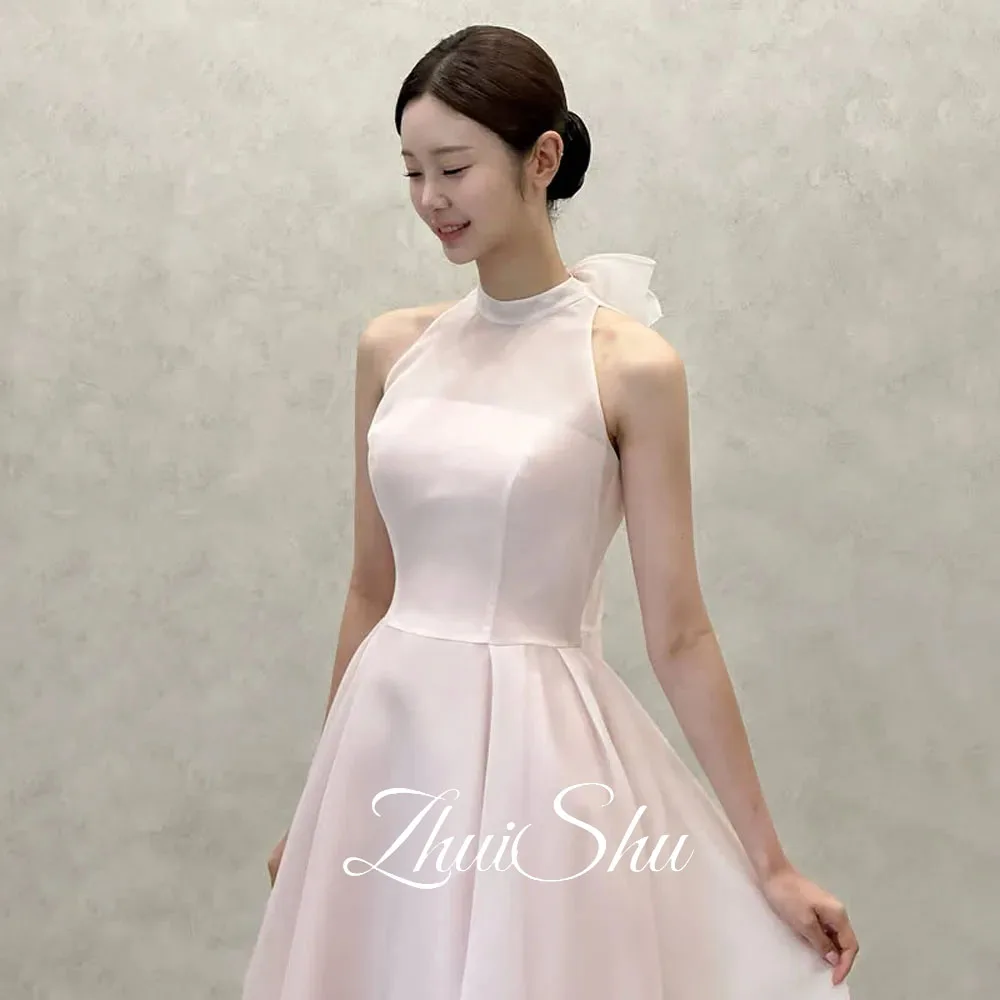 Fairy Halter Organza A Line Korea Evening Dresses Wedding Photo shoot Floor Length Prom Gowns Formal Party Dress 웨딩드레스