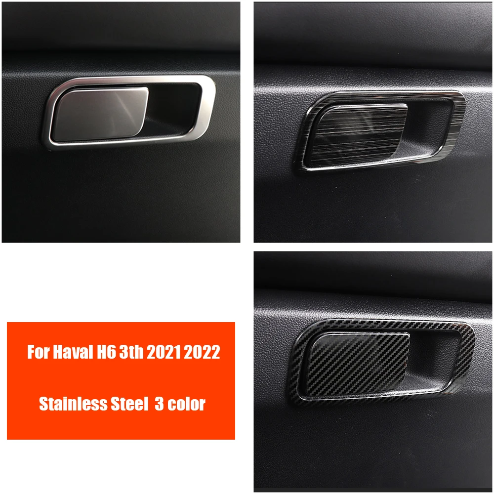 

For Haval H6 3th 2021 2022 Stainless Steel Car copilot glove Box handle bowl Sticker Cover Trim car styling Accessories 2pcs