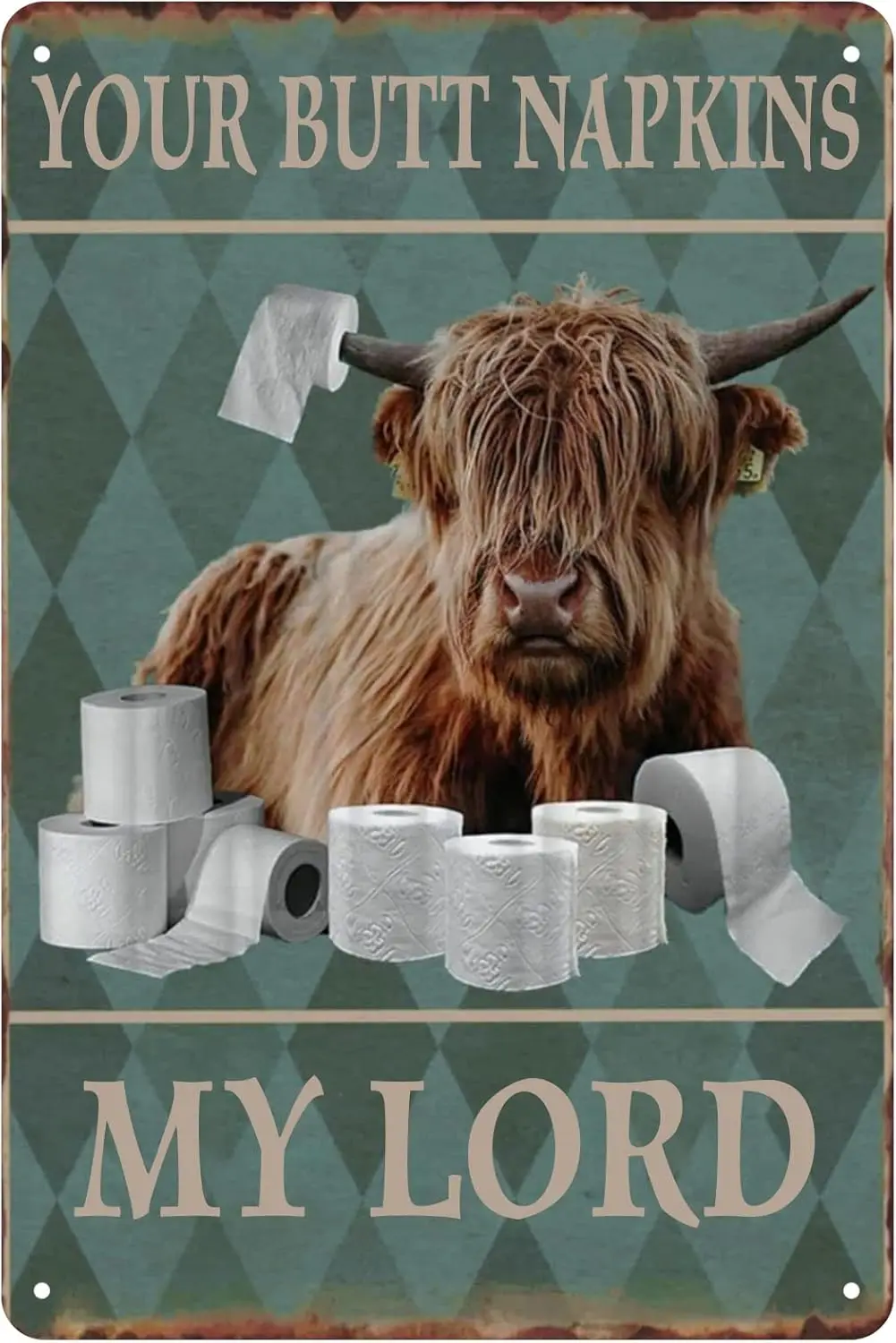 Highland Cow Metal Signs Your Butt Napkins Vintage Western Home Decor for Bathroom Toilet Farmhouse Room Retro Funny Tin Pl sign
