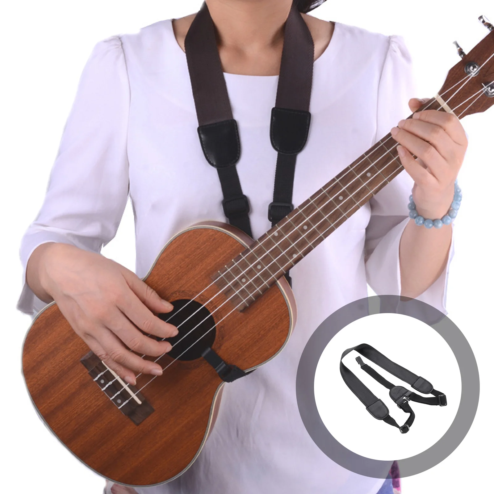 

Ukulele Strap Durable Thickened Nylon Punch-Free Shoulder Belt Adjustable Practical Music Instrument Strap Portable Instrument