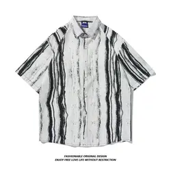 New Trendy Thin Tie-dye High-end Short-sleeved Loose Casual Retro Versatile Shirt