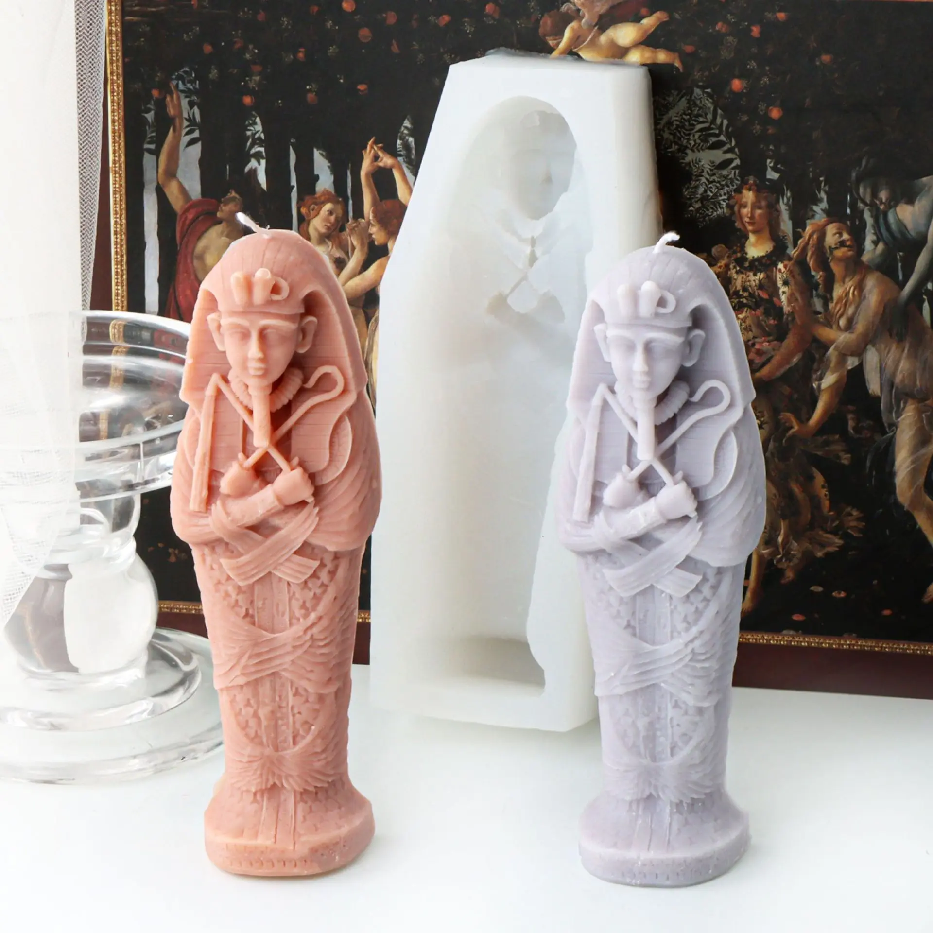 Egyptian mummy Candle Silicone Mold DIY Handmade Character Portrait Abstract Craft Candle Plaster Making Resin Mould Home Decor