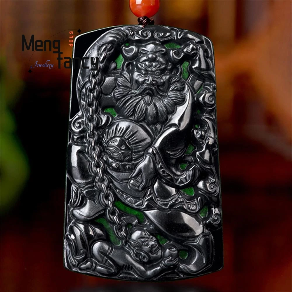 

Natural Jadeite Mo Cui Heavenly Master Zhong Kui Pendant Charms Fashion Men Women Necklace Amulet Mascots Luxury Holiday Gifts