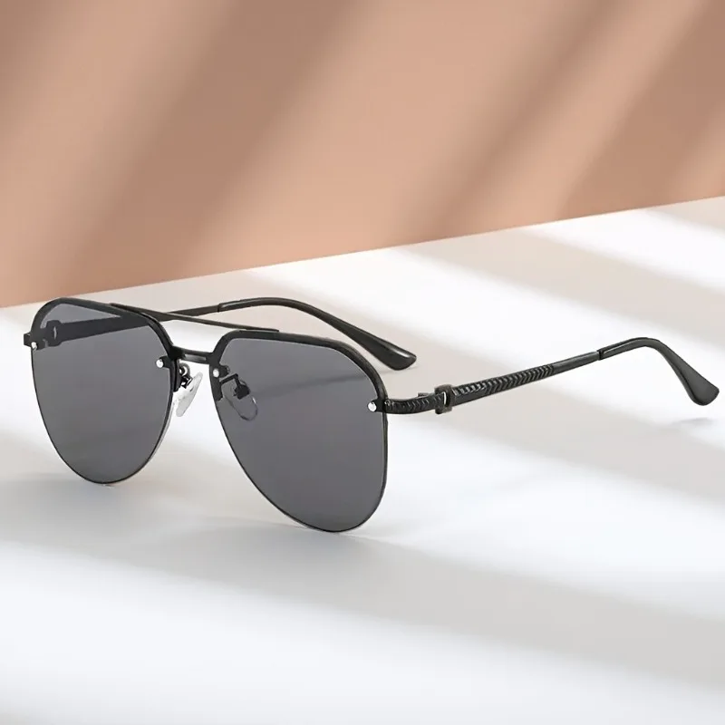 Kacamata Retro Double Bridge Half Frame Metal - Kacamata Unisex Outdoor UV400