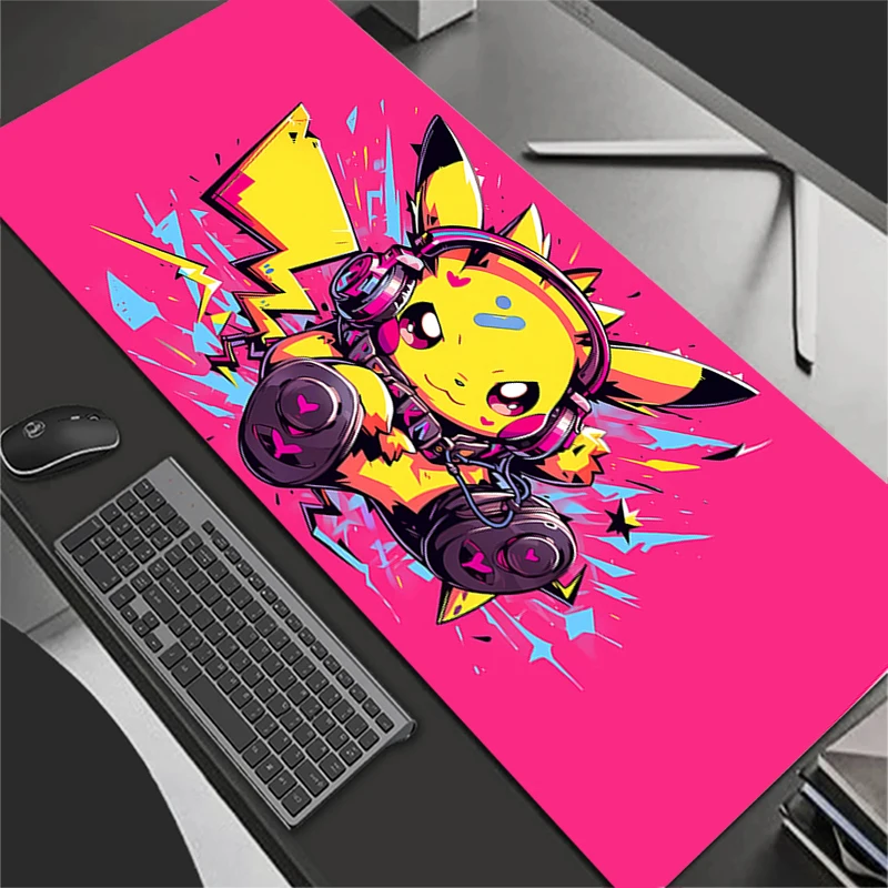 แผ่นรองเมาส์ P-Pokemons P-Pikachus สำหรับผู้เล่นเกม eSports มืออาชีพ ขอบยางล็อคความเร็ว แผ่นรองเมาส์สำหรับเล่นเกมบนโต๊ะ แผ่นรองคีย์บอร์ด