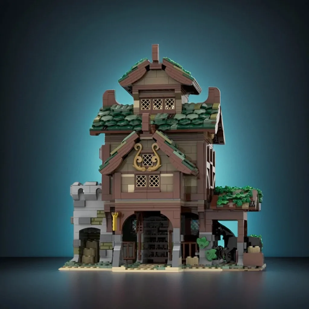 

1548PCS MOC Medieval Village Horse Stables Military Barracks Modular DIY Model Building Blocks Birthday Toys Gift