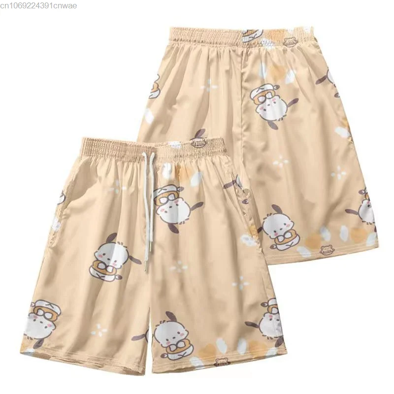 Sanrio-pantalones cortos de Hello Kitty para hombre, Shorts de playa de gran tamaño, ropa de calle Yk2, pantalones cortos de baloncesto, pantalones