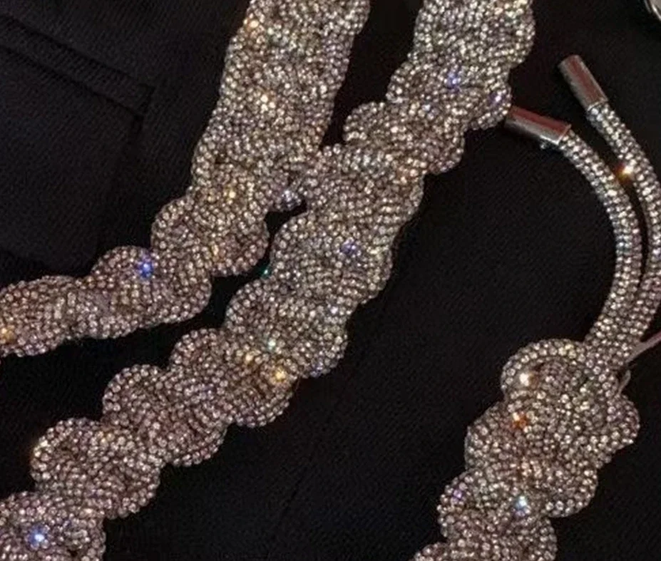 Dikke Strass Kristallen Ketting Tas Riem Van Toepassing Op Vrouw Tassen Handgemaakte Pasta Geweven Diamant Handtassen Schouderband Accessoires