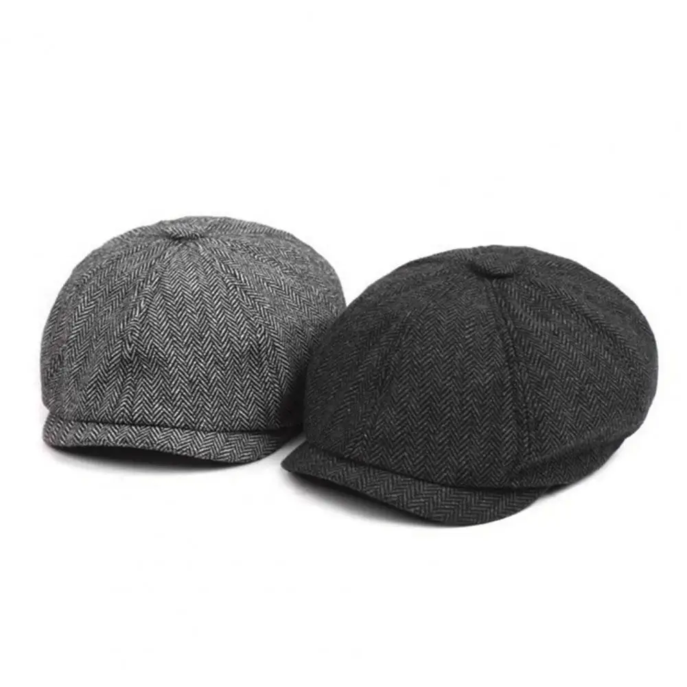 ผู้ชายแปดเหลี่ยมหมวกโดม Newsboy หมวก Vintage สั้น Brim ผู้ชายจิตรกรหมวกตกแต่ง Soft Breathable โดมหมวกสําหรับฤดูใบไม้ร่วง/ฤดูหนาว