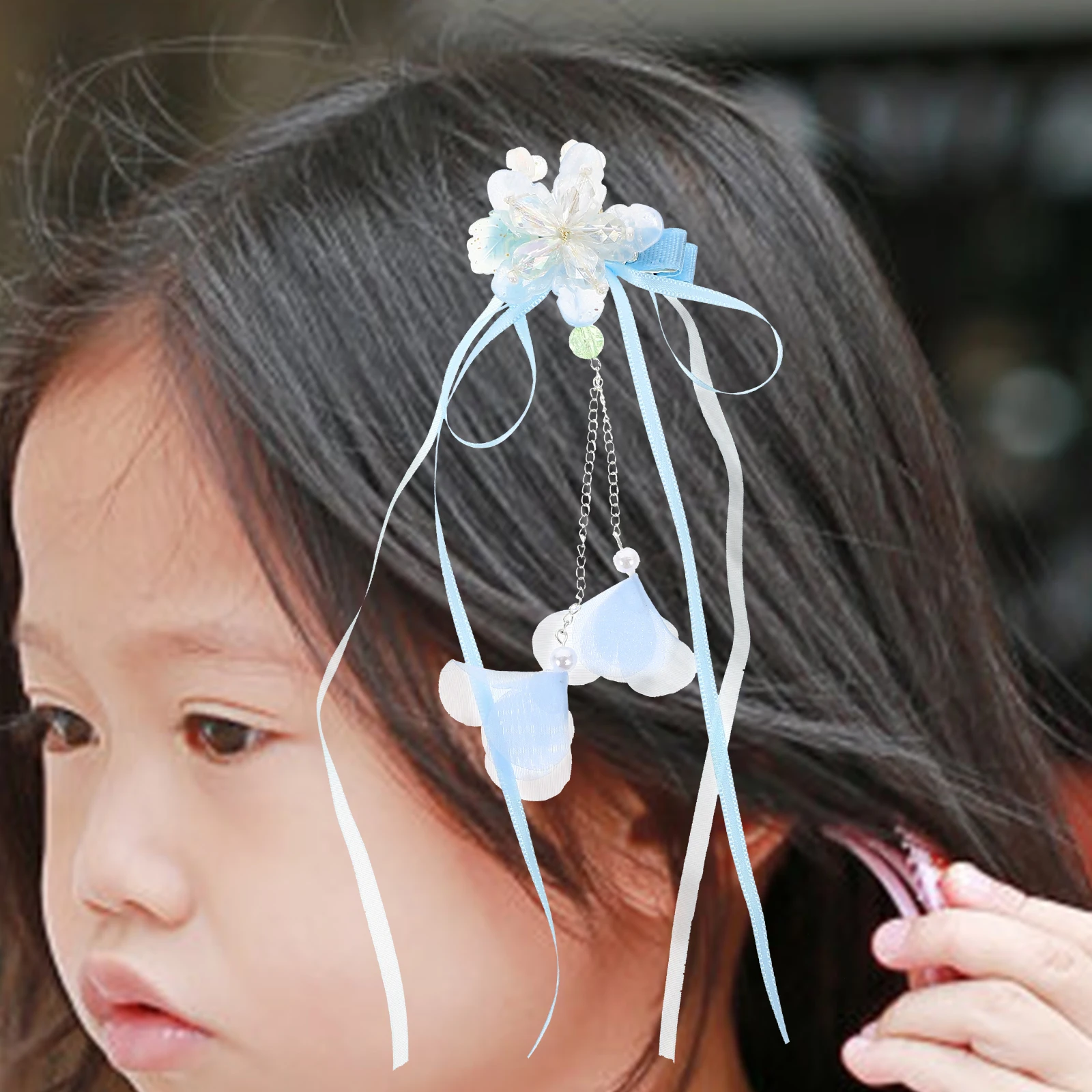 

Flower Hair Accessories Women Hairpins Barrettes Pearl Chinese Clips Tassel Alloy Drop Girls Child Retro Dangle