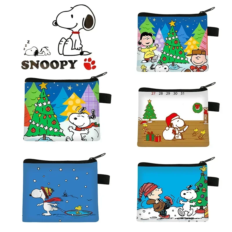 عيد الميلاد سنوبي تشارلي براون الأطفال الكرتون محفظة نسائية للعملات المعدنية لطيف الرسوم المتحركة محفظة صغيرة صبي فتاة صغيرة تغيير سماعة حقيبة التخزين