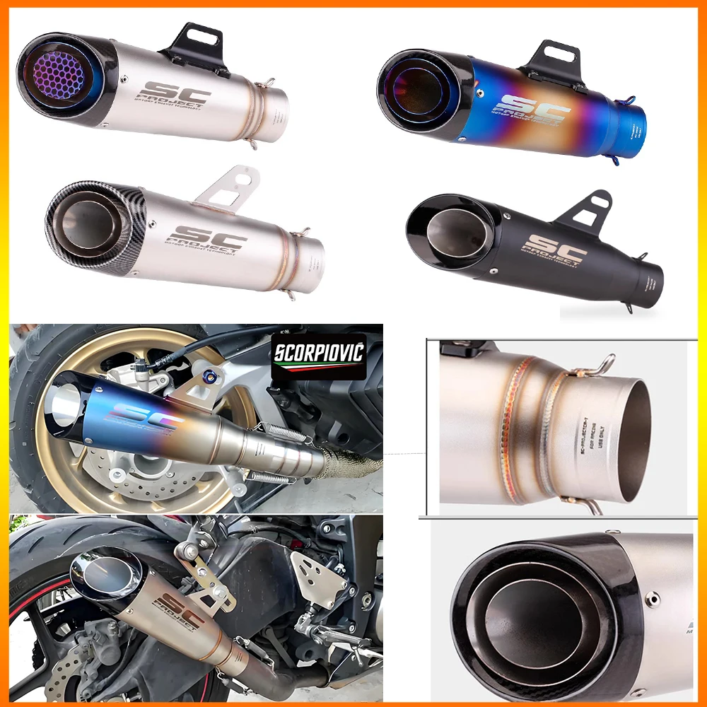 51 مللي متر/60 مللي متر دراجة نارية العادم SC الخمار الأنابيب Z250 Z300 Z400 ZX10 MT0709 R25 R3 R6 لكاواساكي نينجا هوندا ياماها/3 طبقة