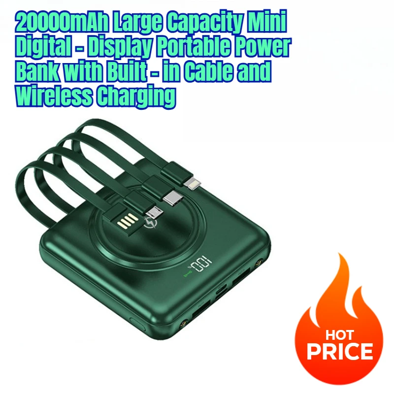 

Multi-capacity battery Large Capacity Mini Digital - Display Portable Power Bank with Built - in Cable and Wireless Charging