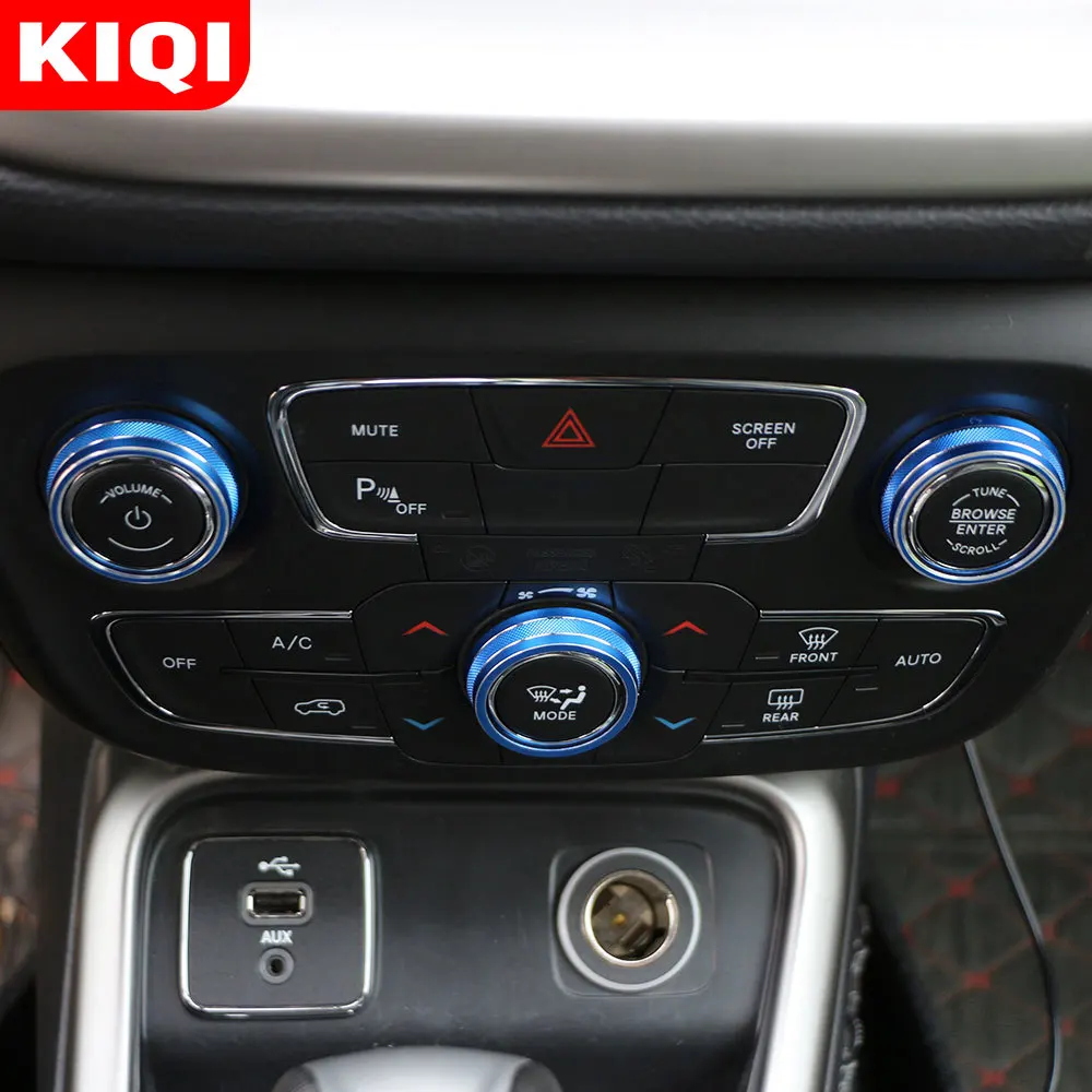 3Pcs Car Air Conditioner Switch Knob Volume Mode Button Cover Ring Trim for Jeep Compass 2017 2018 2019 Automatic AC Accessories