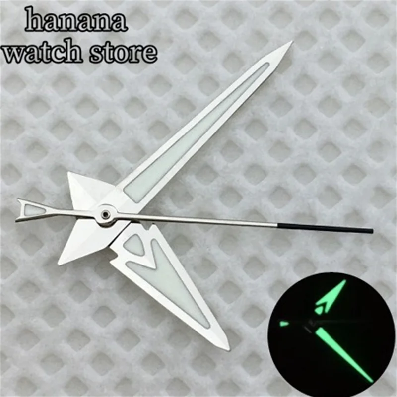 Bligger発光シルバーウォッチ手、緑、動き面8.5mmx12.5mmx12.5mm、nh35、nh36