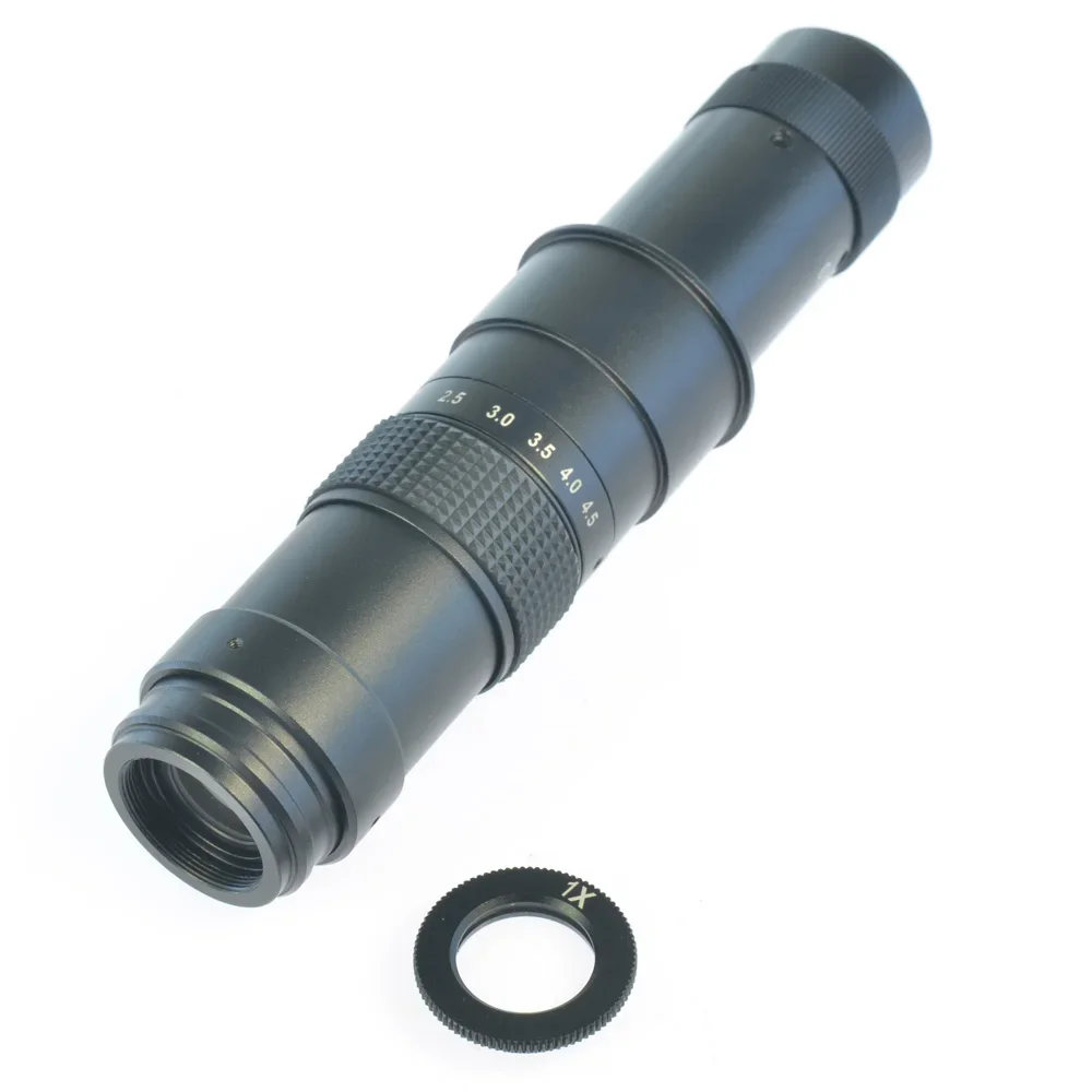 180X Microscope Camera Zoom Lens C-Mount 0.7X-4.5X Industrial Microscope Objective Lens 1X Barlow 0.5X Adaptor No Distortioin