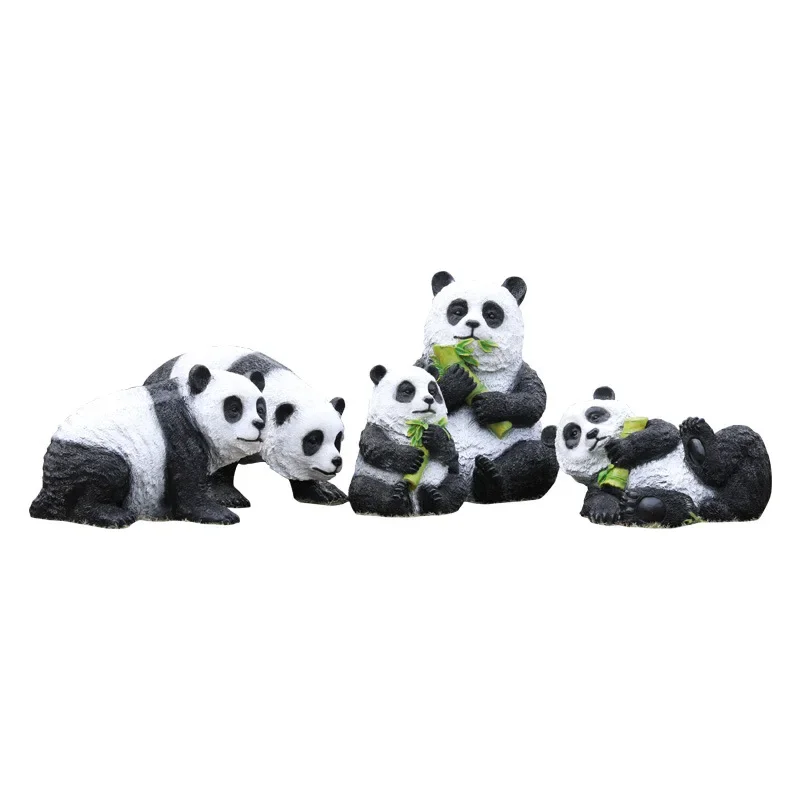 Simulation panda ornament outdoor fiberglass animal sculpture garden landscape park green space real