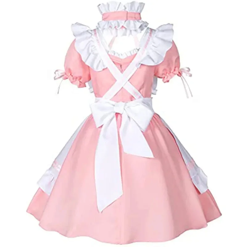 New 2025 Anime French Maid Apron Lolita Fancy Dress Cosplay Costume Furry Cat Ear Gloves Socks Set☆★☆★qq