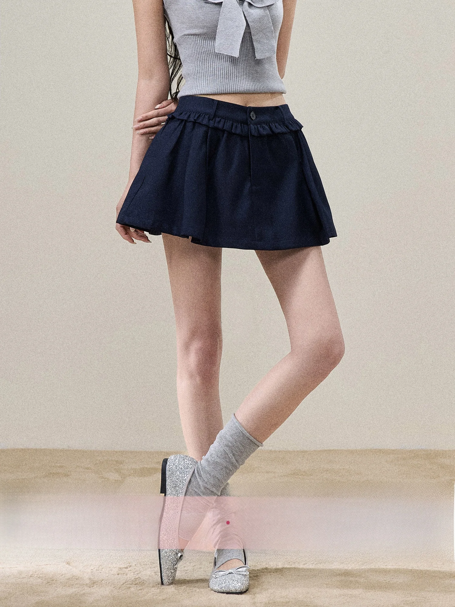 

Short A-Line Skirt BBT Sweety Mint Blue Miu Style Girls Summer Pleated Slimming Half Skirt Soft Comfortable High Waist Polyes...