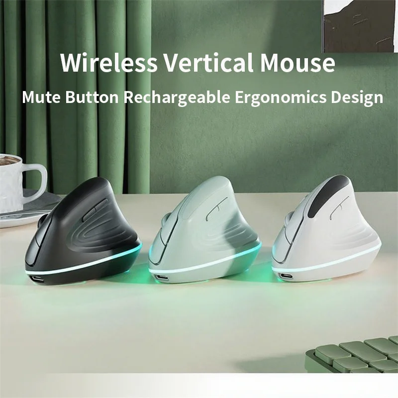 

Wireless 2.4G Vertical Mouse Rechargeable Ergonomics Design Mute Button Plug And Play Office Use Mause System Compatible