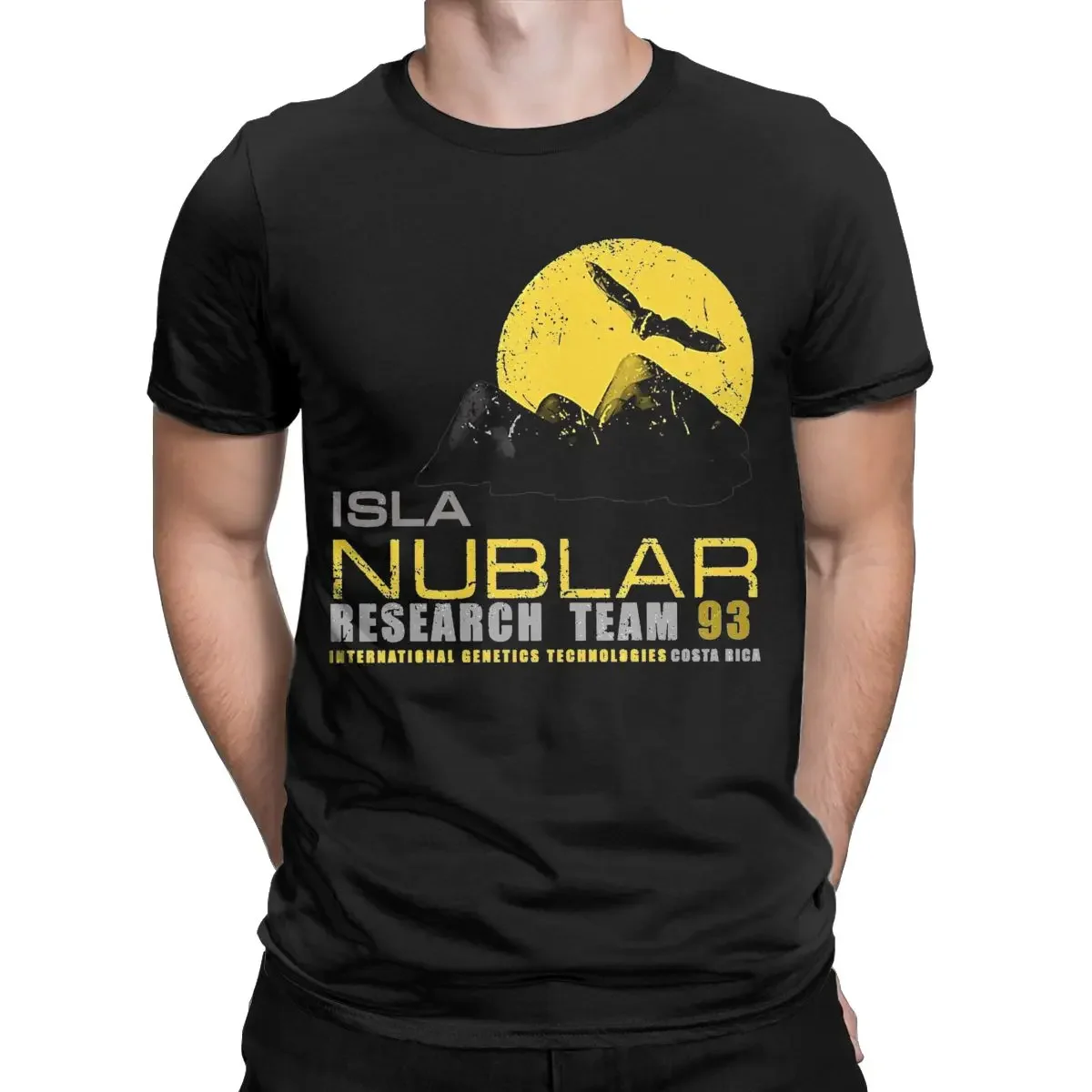 Men T-Shirts Isla Nublar Research Team Vintage 100% Cotton Tees Short Sleeve Jurassics Parks T Shirt Crew Neck Clothes Printed