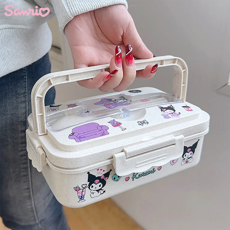 Sanrio Kuromi fiambrera Cinnamoroll My Melody, fiambrera de gran capacidad, caja de frutas de grado alimenticio, contenedor de frescura de alto color