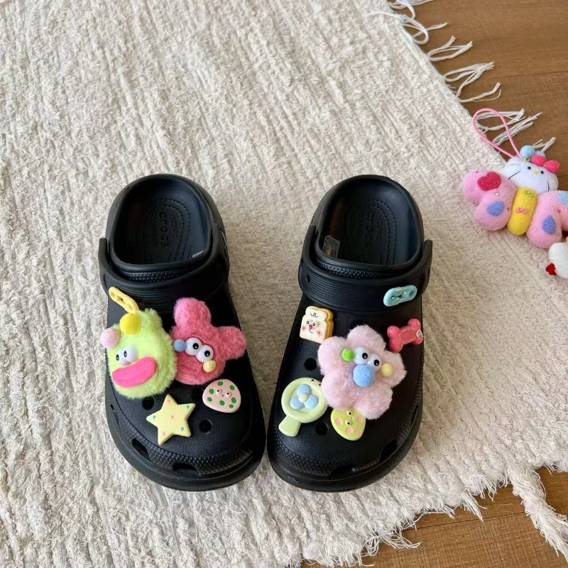 Jibbitz Charms Cartoon Sausage Mouth Big Eyes Shoe Decorations For Sandals Diy Funny Charms Compatible With All Clogs Party Gift