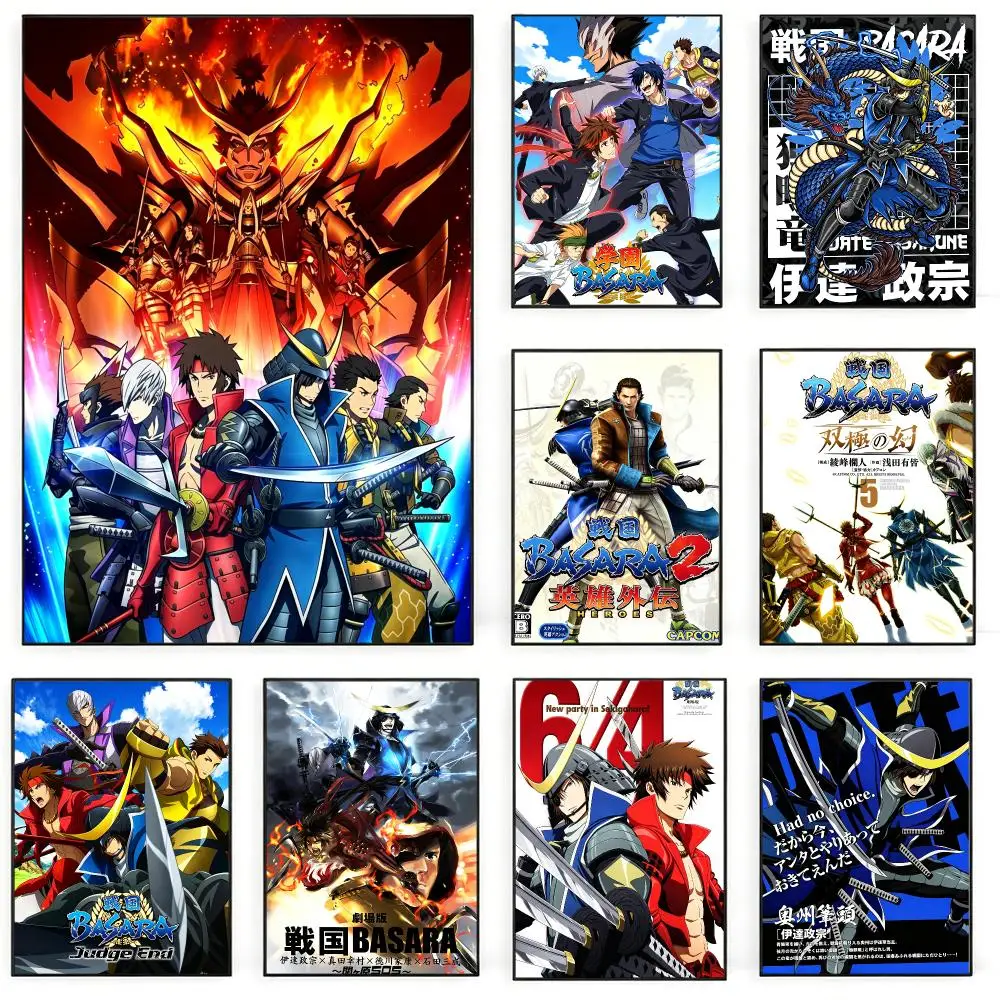 Anime BASARA Sengoku BasaraS Poster Poster Nordic HD Self-Adhesive Wall Sticker Home Café Bedroom Living Room Art Decor Gift