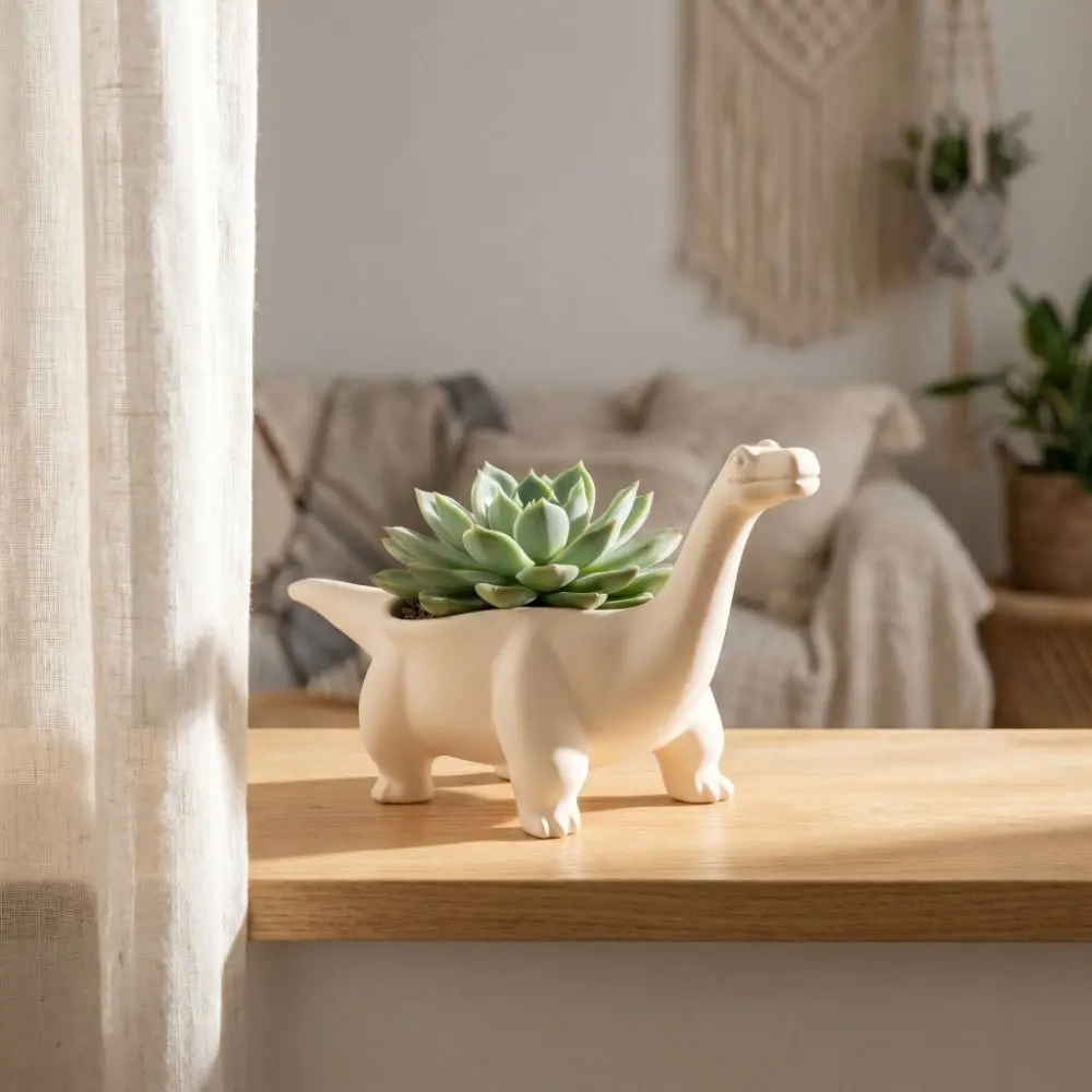 Dinosaur Statue 3D Printed Dinosaur Flowerpot Desktop Decoration Ornaments Small Storage Funny Mini Flower Pot Home