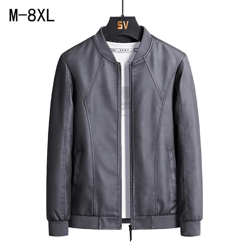 

Men Faux Leather Jacket Motorcycle 8XL Men's Jackets Black Jaqueta De Couro Masculina Outwear Male PU Leather Coats Mens