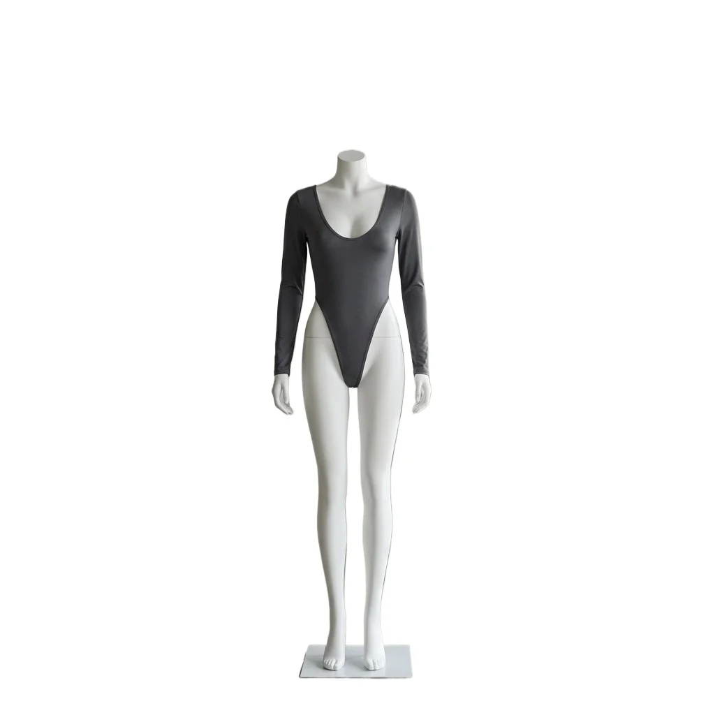 2026 Women's Long Sleeve Bodysuit Deep U Neck High Cut Sexy High Leg Leotard Thong Form Fitting One Piece