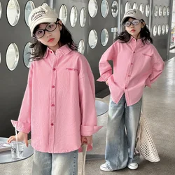 Girls' Pure Cotton Coat Spring and Autumn 2024 New Children's Wear Little Girl Western Leisure Shirt Children's Spring