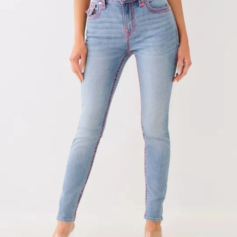 Sexy rétro bouddha brodé taille basse Jean femme jean slim à la mode Flare Jean décontracté pantalon lavé survêtement Denim pantalon
