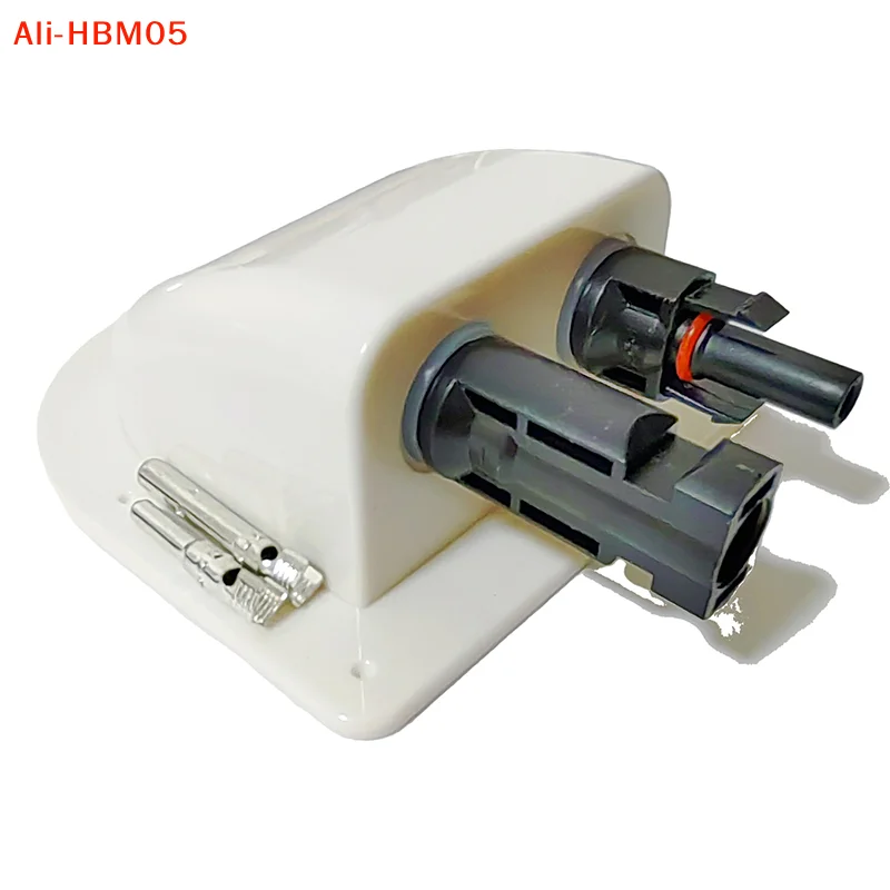 (HB05)Solar Panel Double Hole Wire Cable Entry Gland Sealing Box Curved Cable Connector Waterproof For RV Caravan