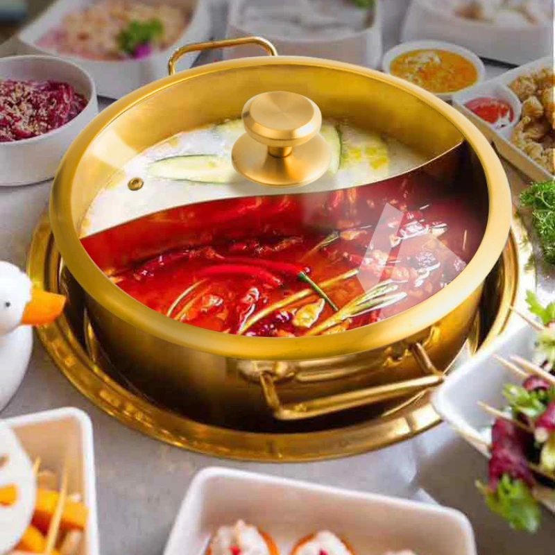 

Mandarin duck pot restaurant, commercial induction cooker, special shabu-shabu, golden rust steel hot pot