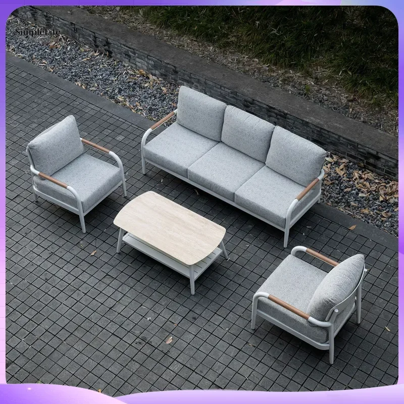 Modern Aluminum Outdoor Sofa Set for Terrace Rooftop Courtyard Garden Patio Balcony Hotel B&B Backyard Outdoor Living Space