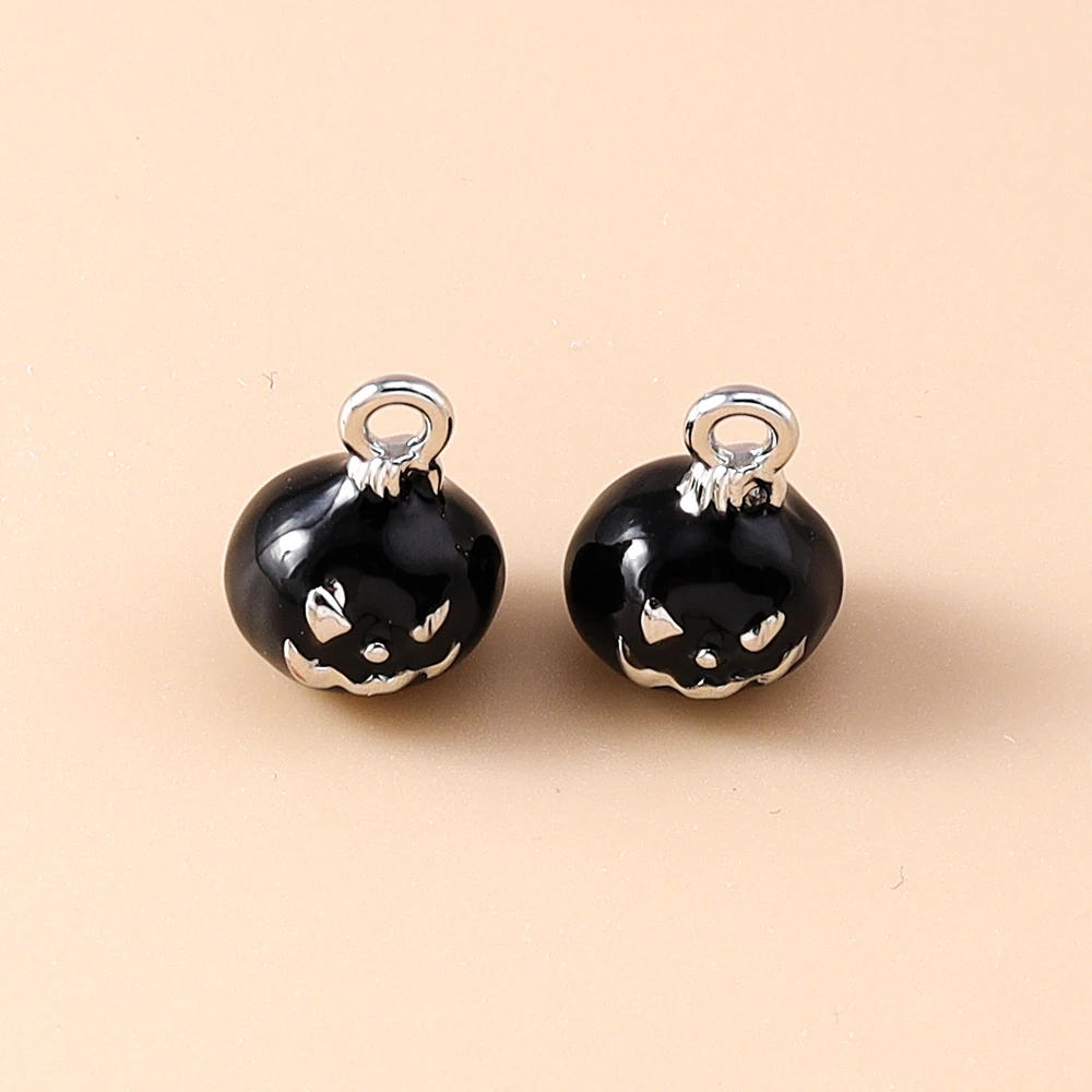 Leslie 5 Stück Niedliche Mini-Halloween-Kürbis-Anhänger, Charm-Perlen für DIY-Schmuckherstellung aus Sterlingsilber – Detail 4