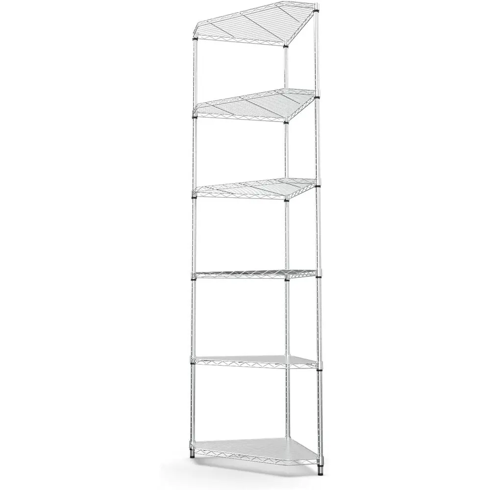 

6 Tier Heavy Duty Adjustable Metal Storage Rack with Shel Liners, 72H x 20L x 20D - Chrome