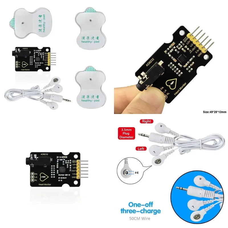 DIY Electronic STEM AD8232 Measurement Monitoring Sensor Module Kit for Arduino R3 and Microbit