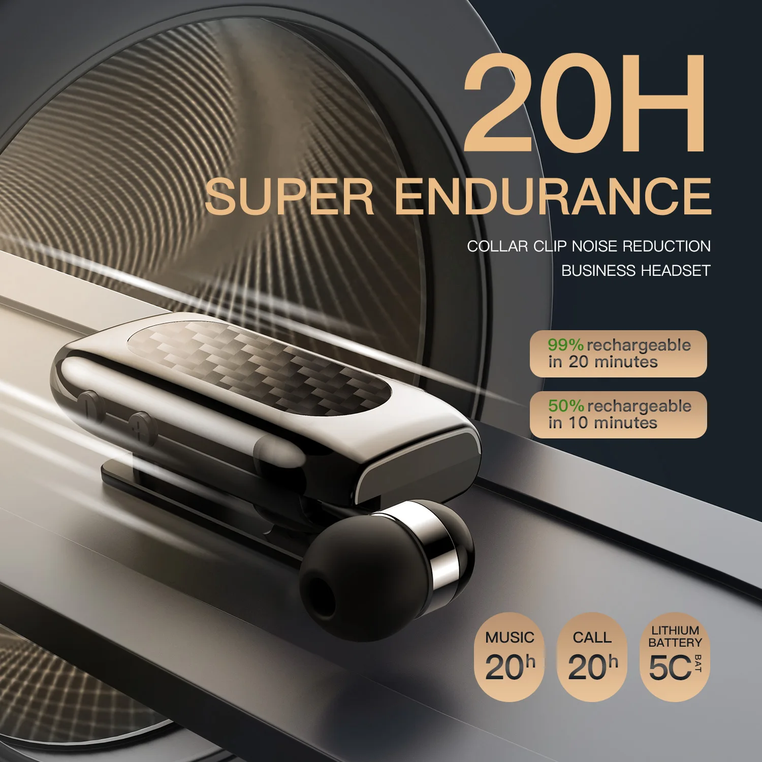 K56 Auricolare wireless Cuffie Bluetooth Lotus In Ear Auricolare singolo Clip per collare Vivavoce Riduzione del rumore Carica rapida